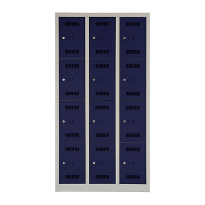 BISLEY Schließfachschrank MonoBloc ML09T4 lichtgrau, oxfordblau ML09T4505, 12 Schließfächer 90,0 x 50,0 x 170,0 cm