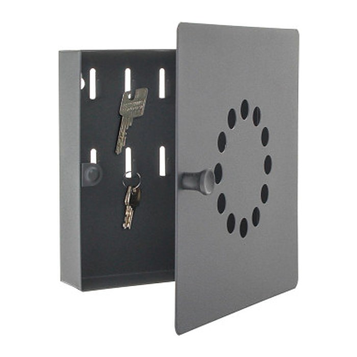 ROTTNER Key Point 10 Schlüsselkasten schwarz mit 10 Haken, 22,0 x 5,0 x 22,0 cm, 1 St.
