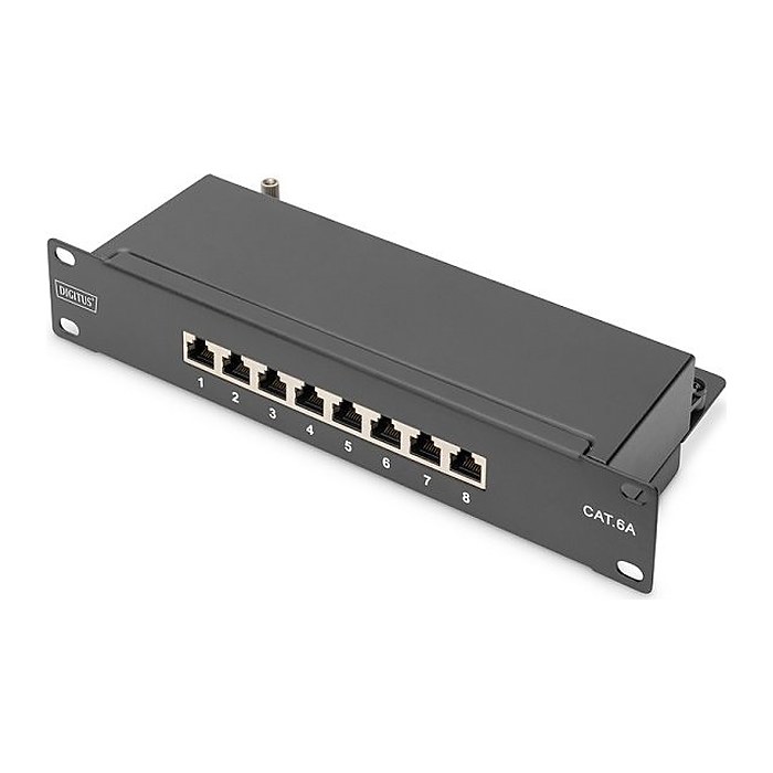 DIGITUS Patchpanel 1HE 10" 8-Port Cat6A Class E geschirmt sw