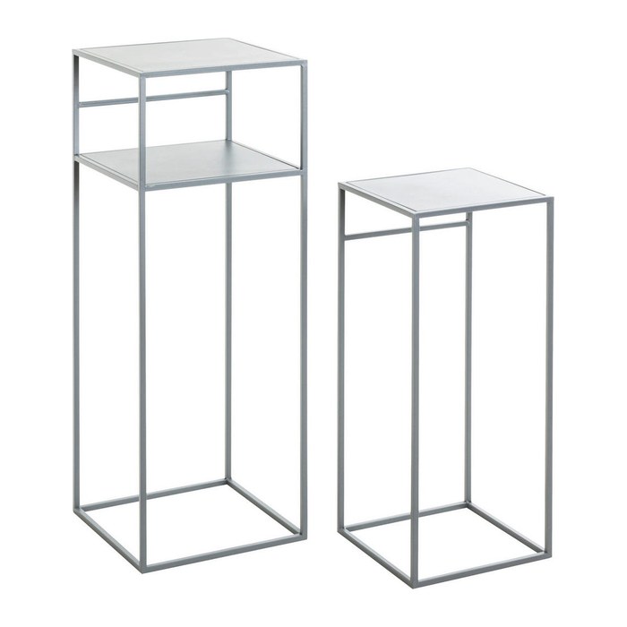 HAKU Möbel Beistelltische-Set rechteckig Metall grau, 2 St.