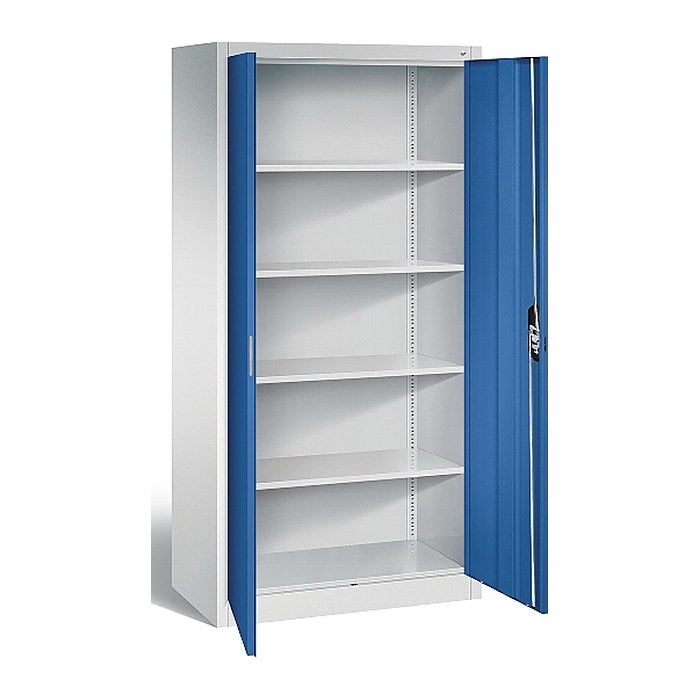CP Stahlschrank C 2000 Acurado 9280-000 S10743 lichtgrau, enzianblau 4 Fachböden 93,0 x 50,0 x 195,0 cm, aufgebaut, 1 St.
