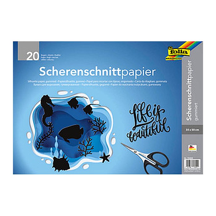 folia Scherenschnittpapier gummiert schwarz 105 g/qm 20 Bogen
