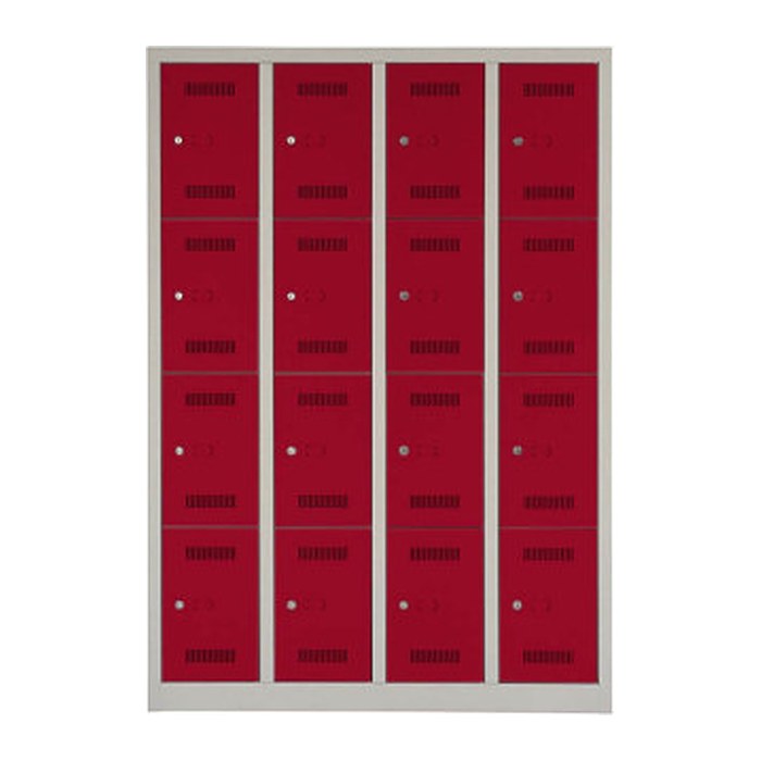 BISLEY Schließfachschrank MonoBloc ML11Q4 lichtgrau, kardinalrot ML11Q4506, 16 Schließfächer 118,3 x 50,0 x 170,0 cm