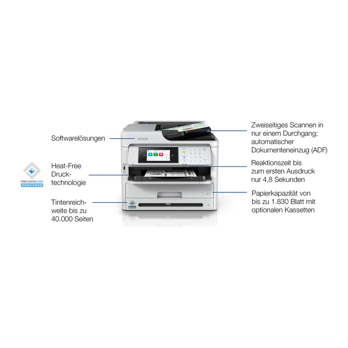 EPSON WorkForce Pro WF-M5899DWF 4 in 1 s/w-Tintenstrahl-Multifunktionsdrucker grau