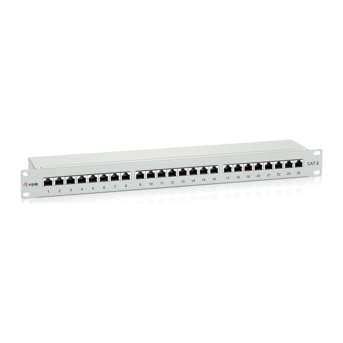 Equip 19" Patchpanel 24xRJ45 Cat6 FTP 1U 250MHz RAL7035