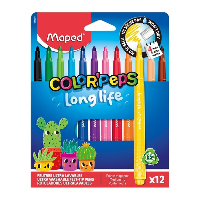maped COLOR´PEPS LONG LIFE Filzstifte farbsortiert, 12 St.