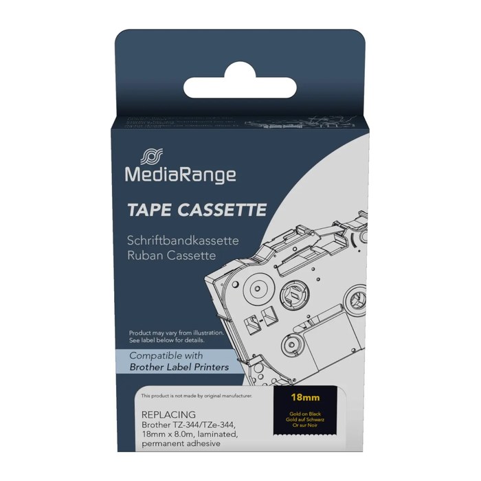 MediaRange Schriftbandka. Brother TZ-344/TZe-344 18mm 8m sw