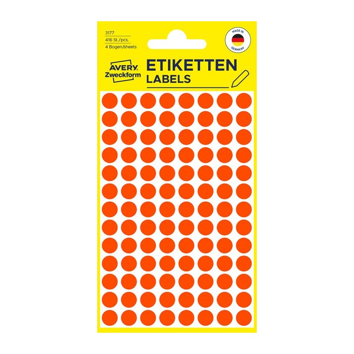 AVERY Zweckform Klebepunkte 3177 leuchtrot Ø 8,0 mm, 416 St.