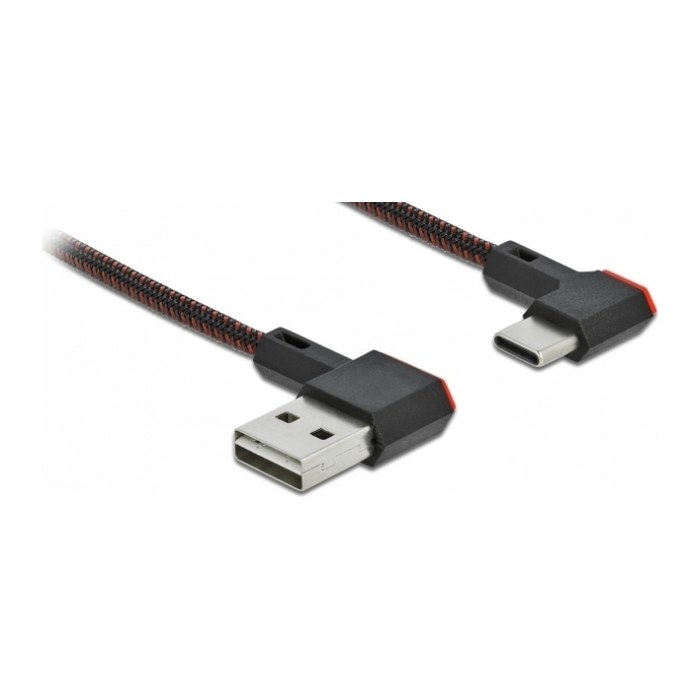 DELOCK USB-A 2.0 Stecker < USB-C Stecker gewinkelt 0,5m SW