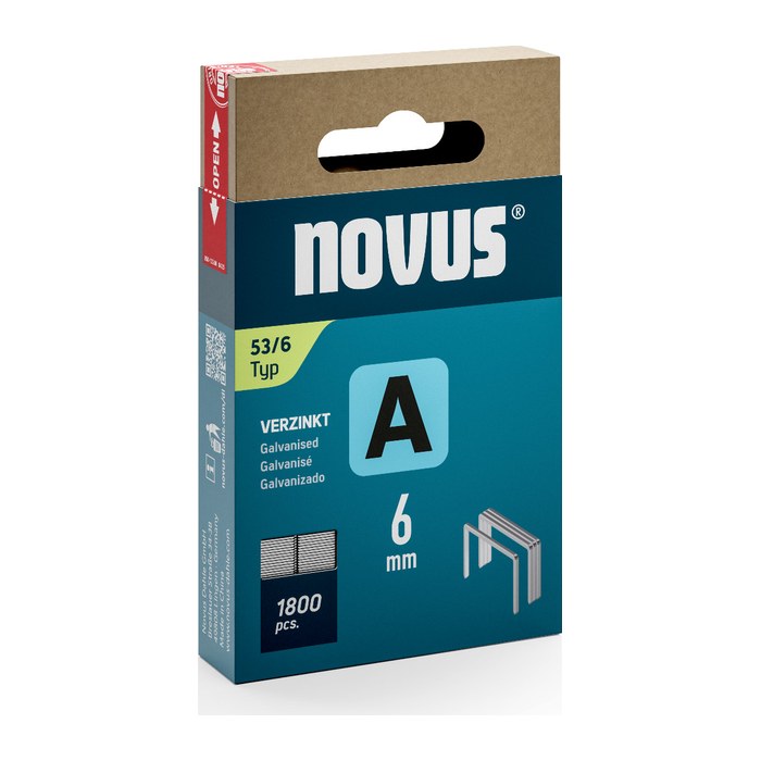 novus Tackerklammern Feindraht hart 53/6, 1.800 St.