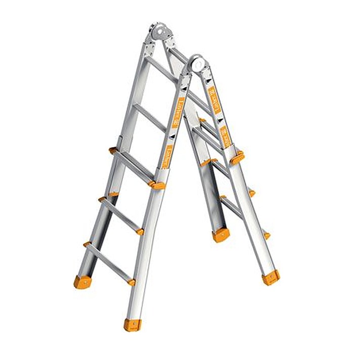 Layher Teleskopleiter TOPIC 1058 silber 4x 3 Sprossen, H: 155,0 cm