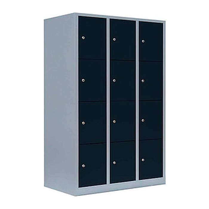LÜLLMANN Schließfachschrank anthrazit, lichtgrau 523438, 12 Schließfächer 118,5 x 50,0 x 180,0 cm