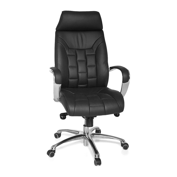 AMSTYLE Chefsessel, SPM1.158 Leder schwarz, Gestell silber