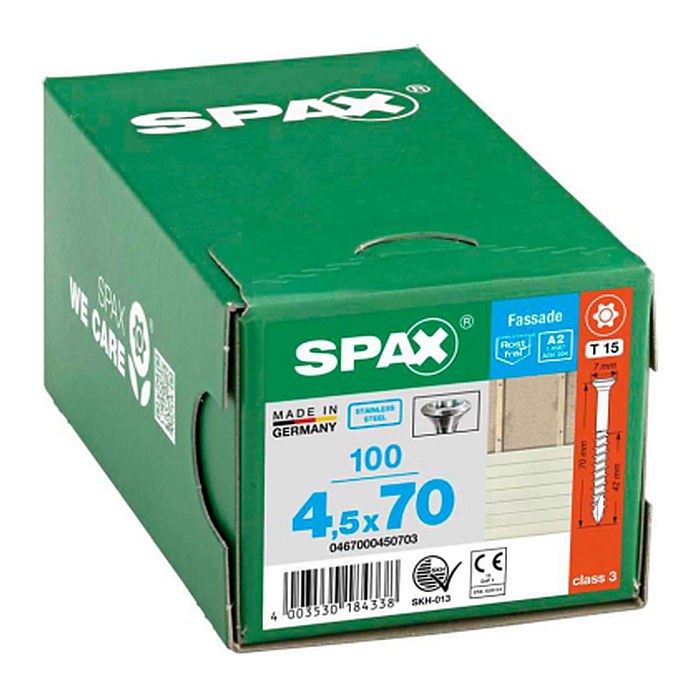 SPAX® Fassadenschrauben T15 Linsensenkkopf A2 0467000450703 4,5 mm x 70 mm, 100 St.